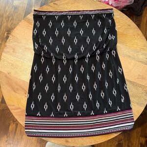 White House Black Market Strapless Dress with Black and White Pattern
